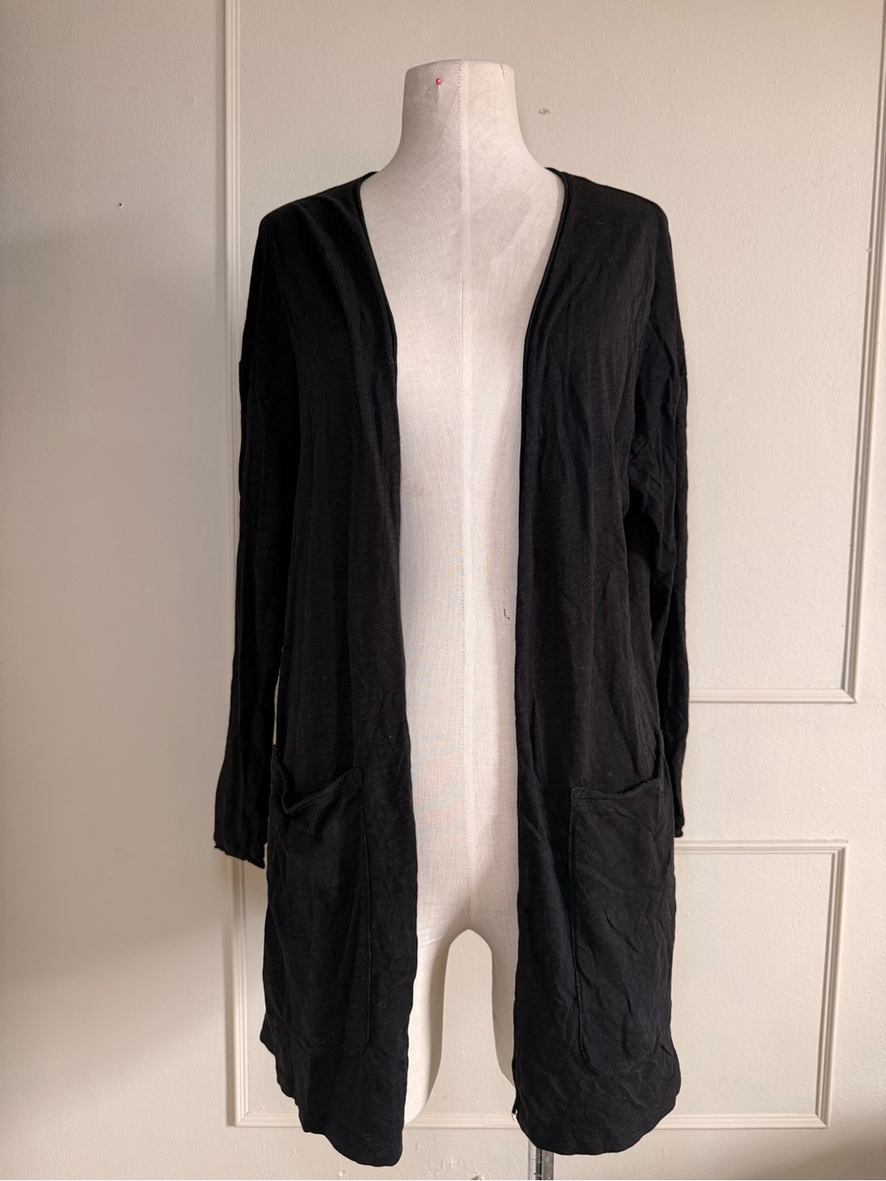 H&M Basic Black Long Open Cardigan Size M